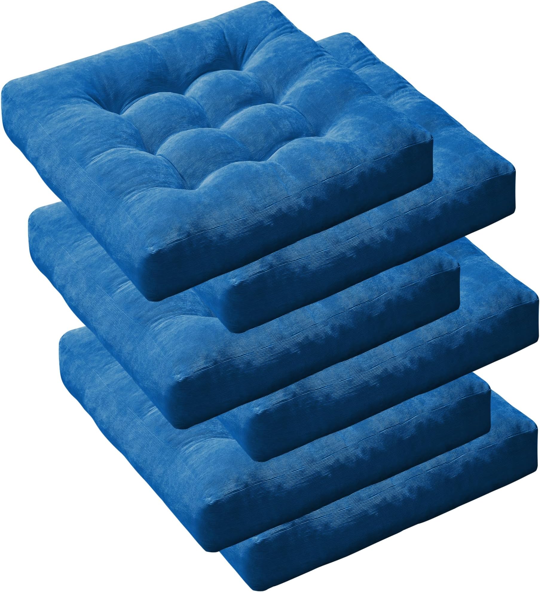 Degrees of Comfort 6 Pack Meditation Floor Pillow, Large 22x22 Inch Square Cushions for Adults, Perfect for Tatami Living Room, Yoga, Meditation and Family Gatherings – Soft Corduroy, Navy