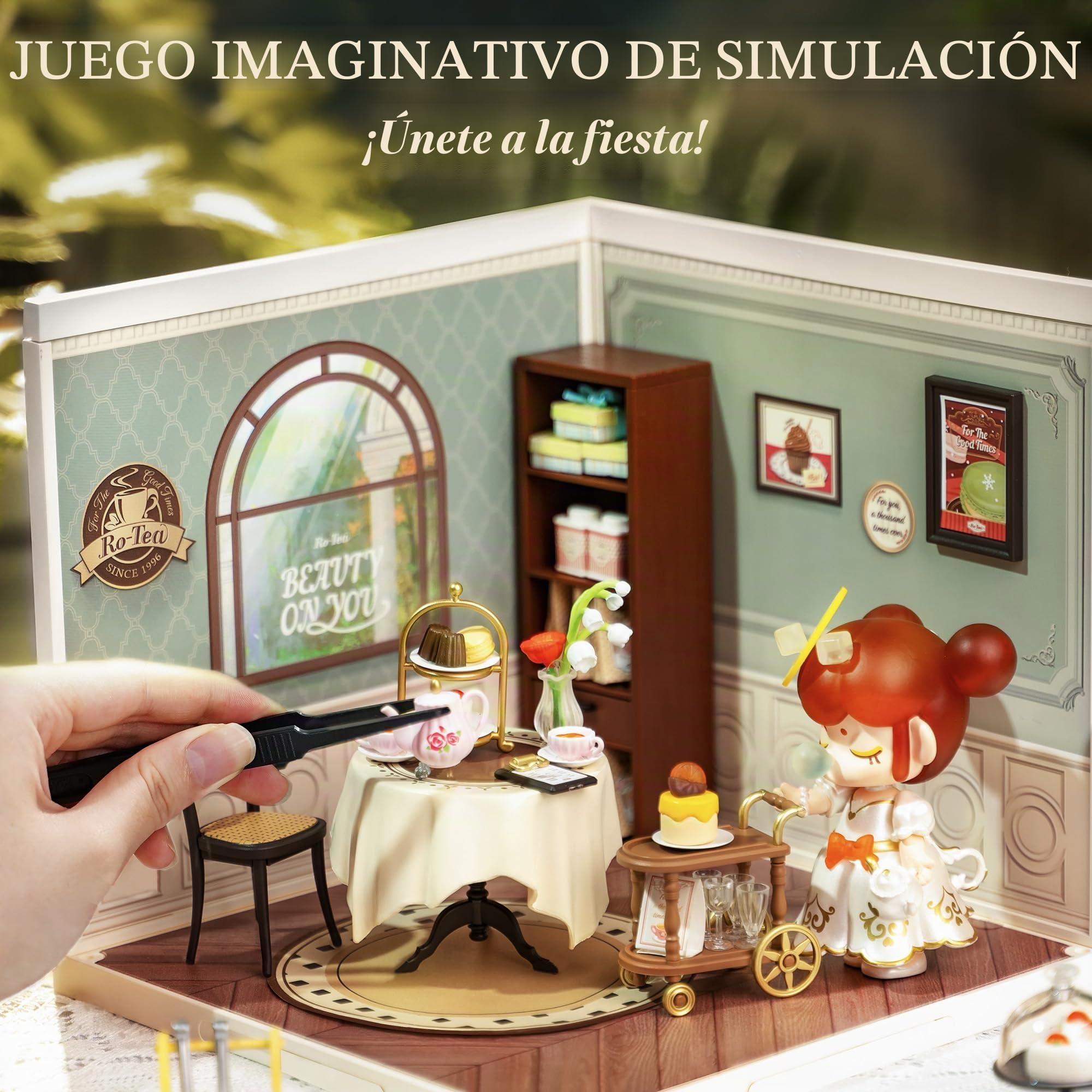 Rolife Casa de Muñecas DIY Super Mundo Serie Casas en Miniatura Kits Maquetas con Accesorios Aficiones de Las Mujeres Regalo de Cumpleaños para Adultos (Sweet Sips Tea)