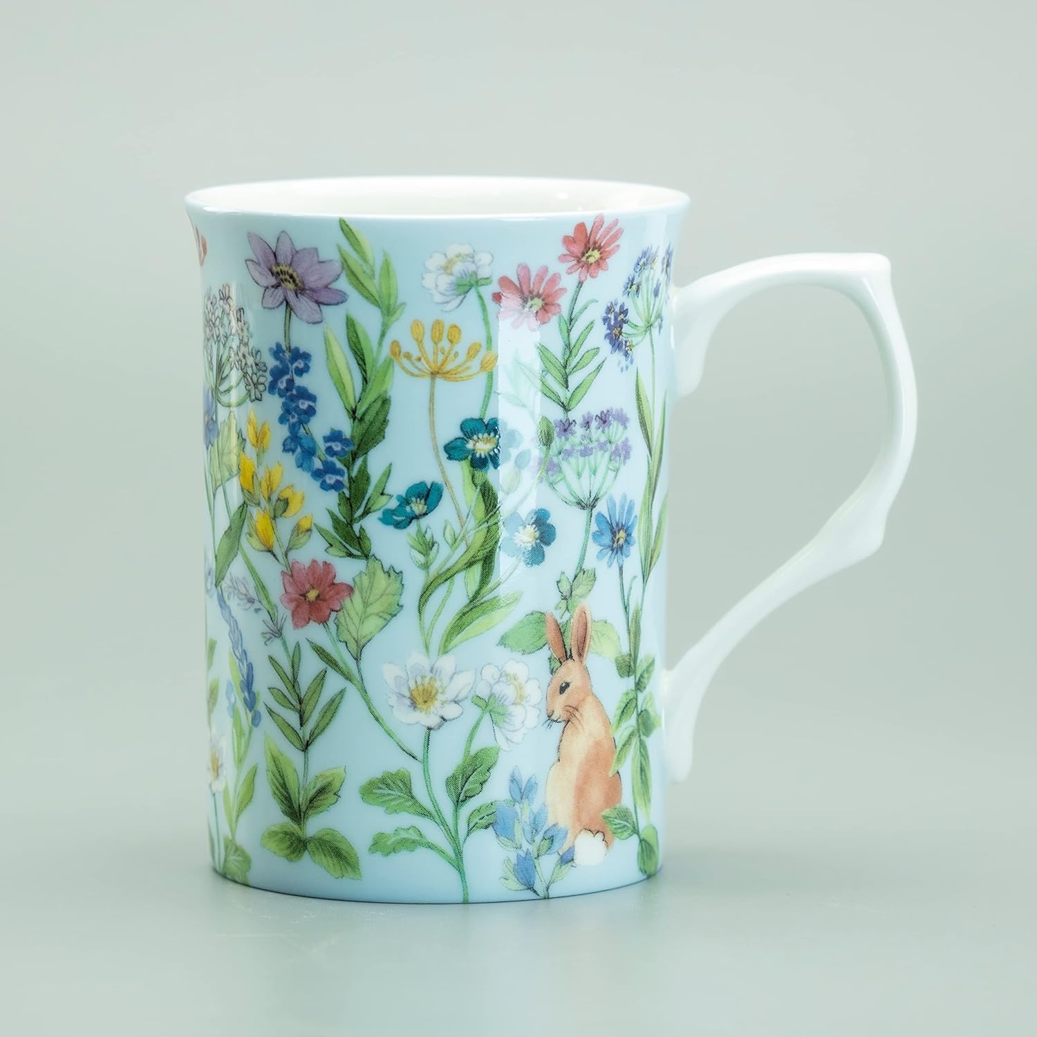 Gracie Bone China Forest Rabbit Set of 4 Bone China Mugs 9-Ounce