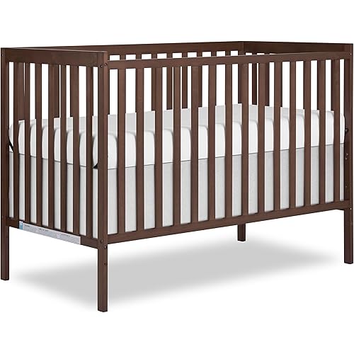 Dream On Me Synergy 5 in 1 Convertible Crib in Smokey Oak, Greenguard Gold and JPMA Certified, Converts from A Baby Crib to A Toddler Bed, A Daybed and Full-Size Bed