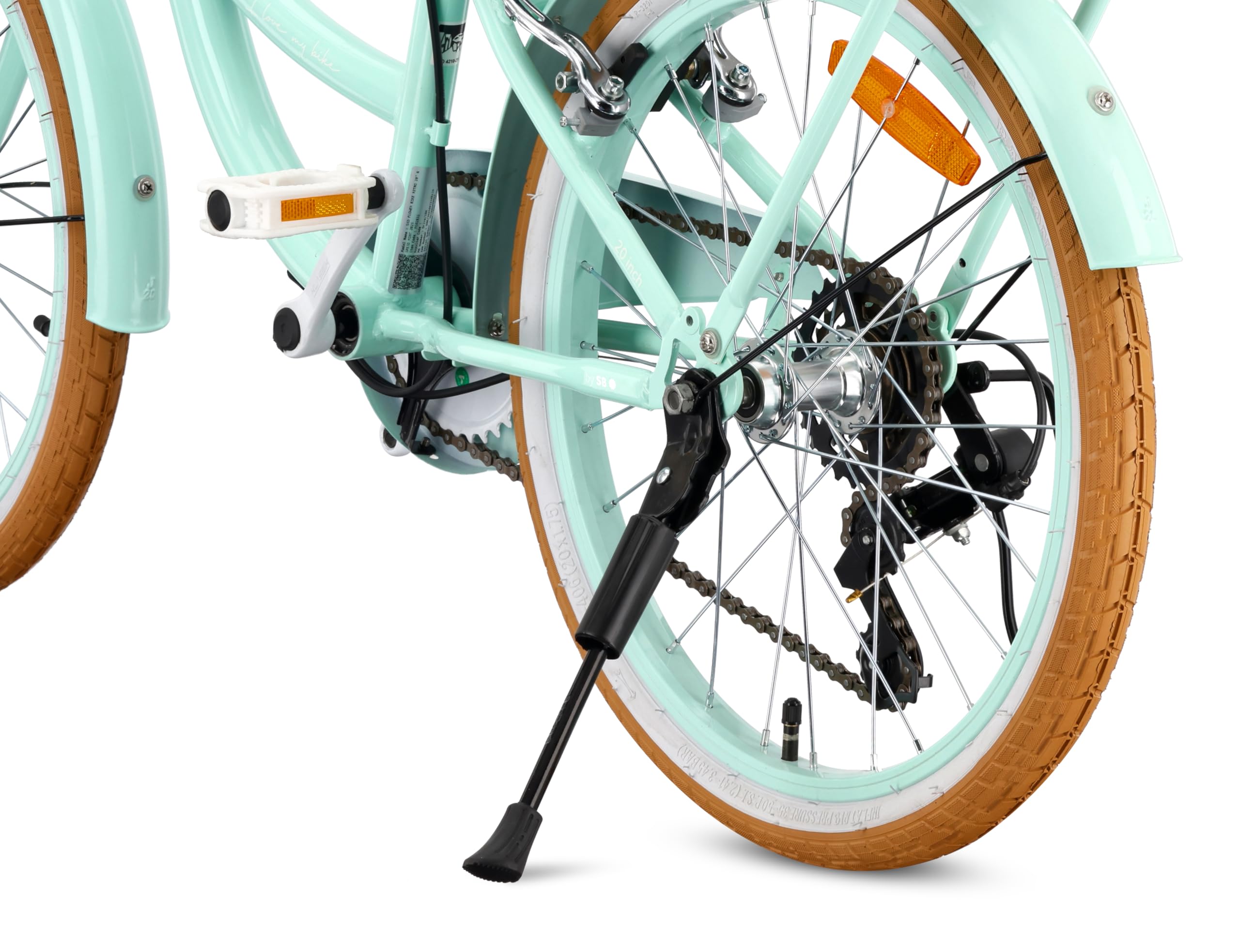 sun baby Flower Bike Retro Vélo pour Une Fille - Cadre en Acier, Freins V-Brake, Garde-Boue, Cache-chaîne, phares, Sonnette, réglable