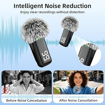 Wireless Microphone for iPhone Android Phone, USB C Mini Clip on Mic