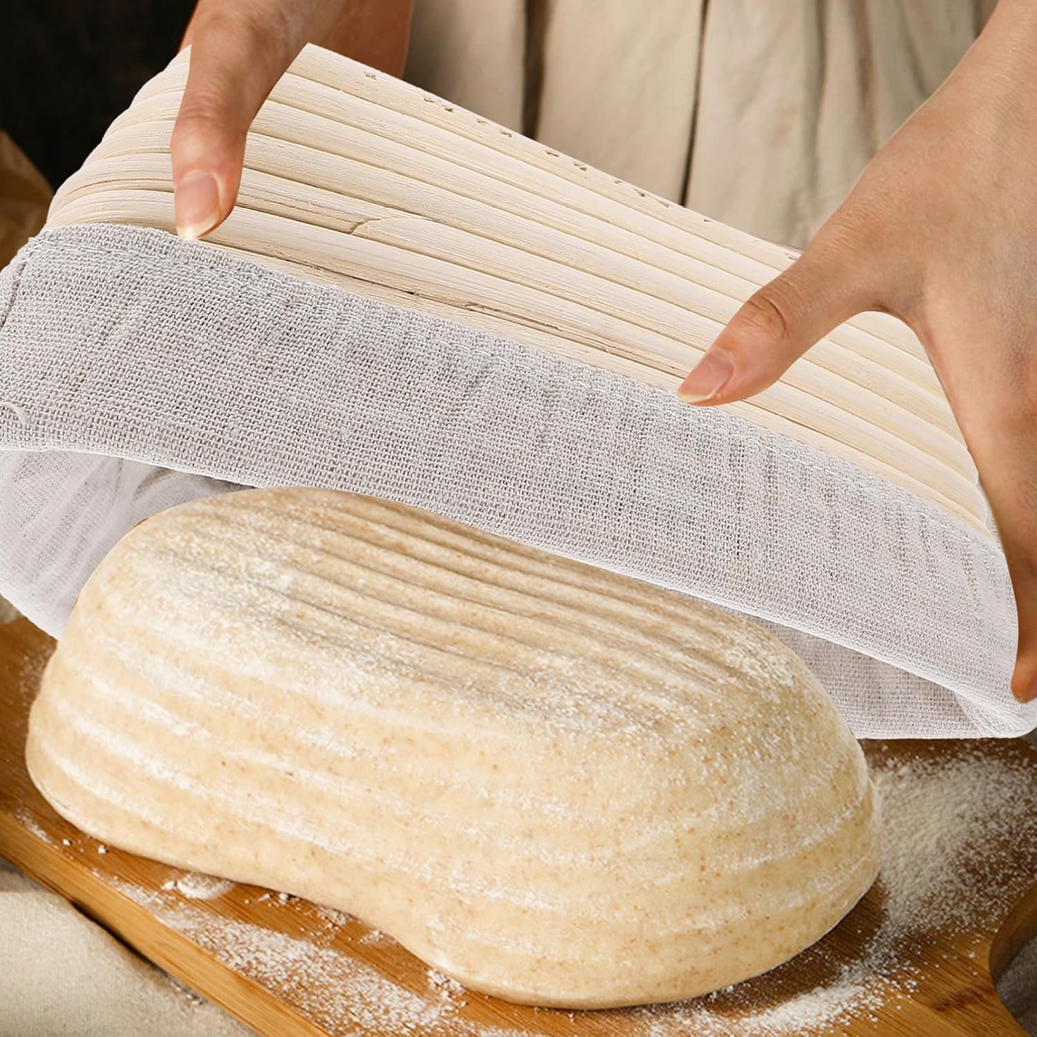 Alipis 2pcs Sourdough DIY Proofing Basket Bread Bowls Baking Bowl Bread Display Basket Bread Baking Tool Brotform Basket Rattan Baskets Triangular Bread Basket Wake up Pastry