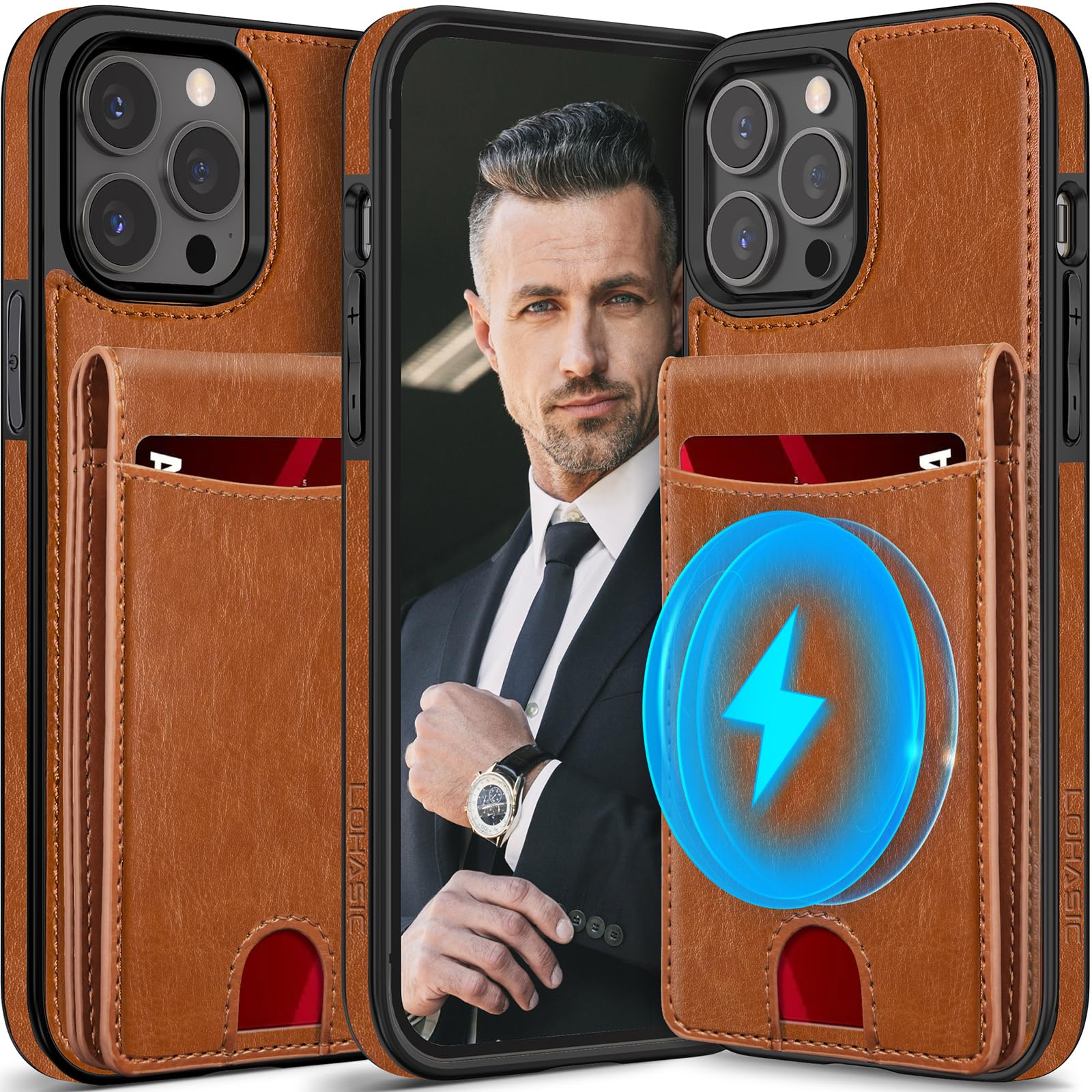 LOHASIC Wallet Case for iPhone 14 Pro Max, 7 Card Holder, Compatible with Mag-Safe, Detachable Vertical Magnetic Back, Classy PU Leather ProMax Phone Cover for Men Women, 6.7 Inch, 5G, 2022 - Brown