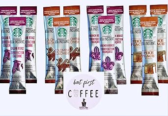 VIA DElite Box Variety Sampler Pack Instant Coffee Gift 12 sticks - French Roast, Pike Place, Colombia, Italian Roast with Free Bonus 2 Packets of Hot Cocoa for a perfect Holiday gift