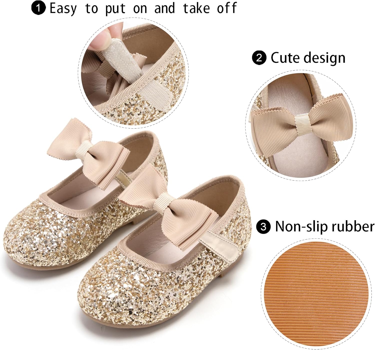 GINFIVE Toddler Girls Dress Shoes Mary Janes Ballerina Flats for Girls Shoes Toddler - Image 6