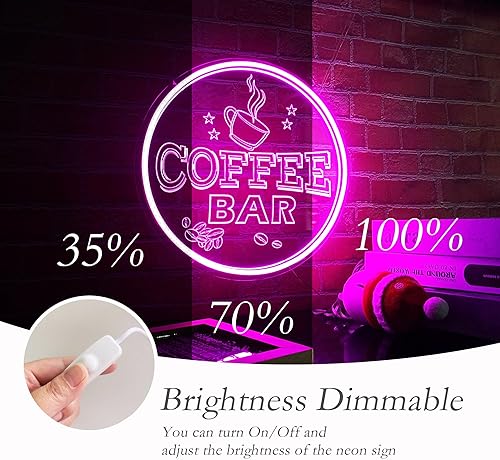 Miniatura 3 de Letrero de neón abierto, regulable, alimentado por USB, de 12 pulgadas, redondo, de neón, abierto las 24 horas, letrero LED para cafetería, puerta