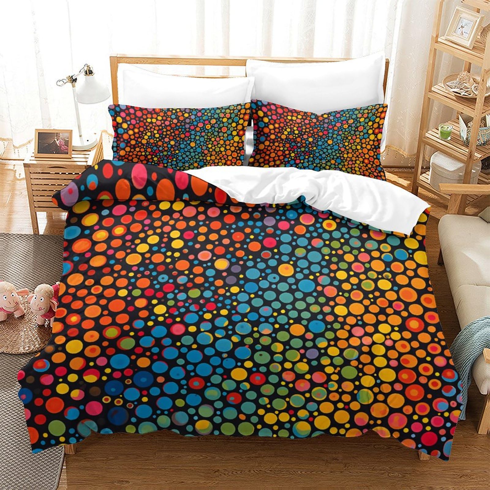 Housse de couette 3D imprimée lit king 220x240cm avec taies d'oreiller zipper
