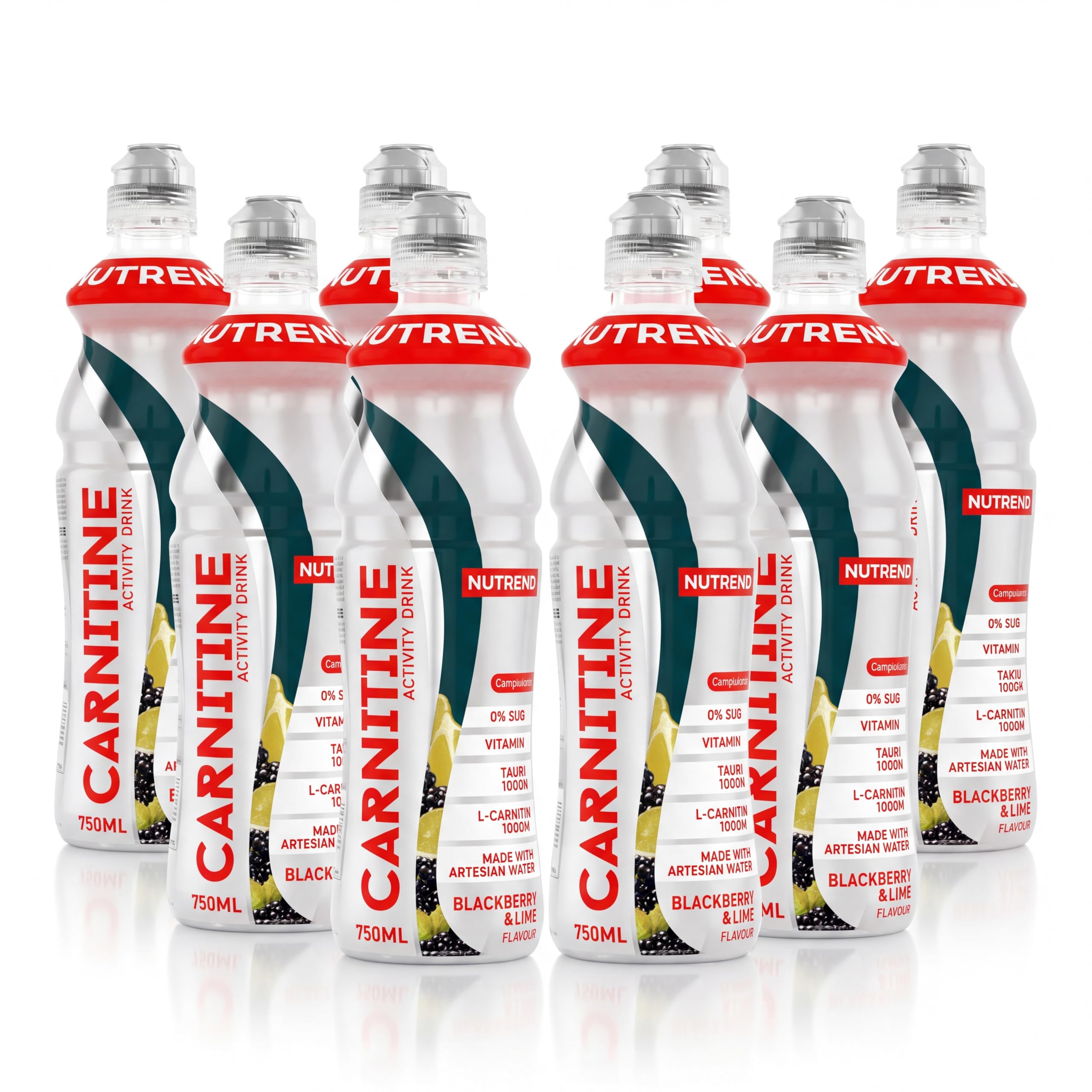 Bebida de Carnitina y Magnesio Nutrend Sabor Mora y Lima 750 ml Pack de 8 – bebida de energía e hidratación
