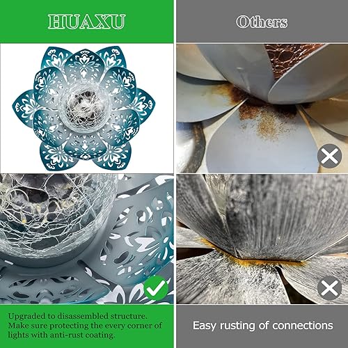 Miniatura 7 de Huaxu Luces solares de jardín decorativas para exteriores, lámpara de mesa de flor de loto brillante, luces solares impermeables para patio, camino,