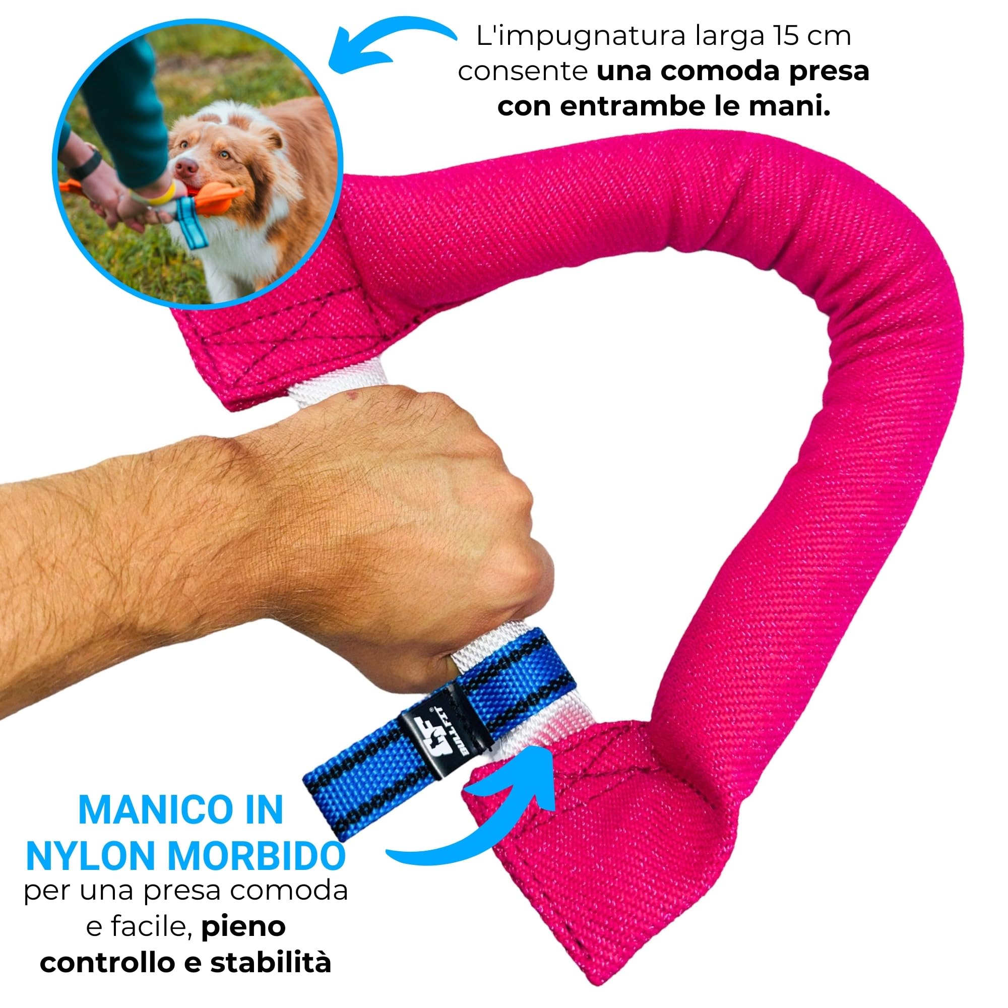 Bull Fit Manicotto per Cani a Ferro di Cavallo 30 cm, Salsicciotto Molto Robusto per I'addestramento dei Cani, per il Tiro alla Fune e per i Giochi di Tiro alla Fune, Rosa