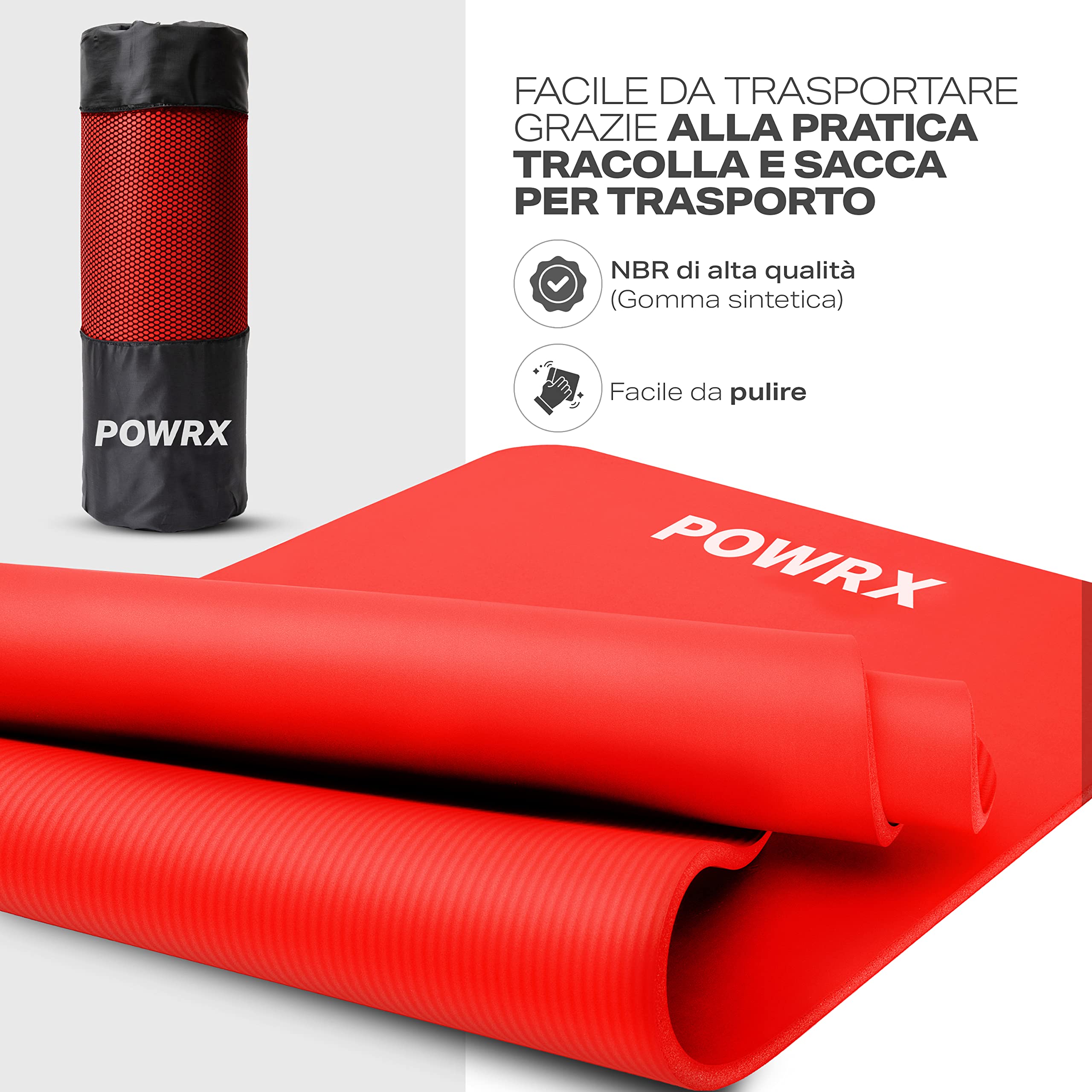 POWRX Esercizio opaco | Yoga opaco Premium incl. Carrying Strap + Bag + Esercise Poster FREE | Skin-friendly fitness mat phthalate-free