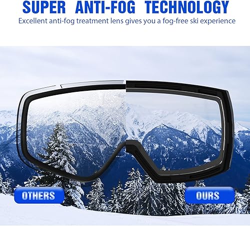 Miniatura 4 de MAXJULI OTG - Gafas de esquí para hombre y mujer, con lente magnética intercambiable antivaho HD, protección UV M6