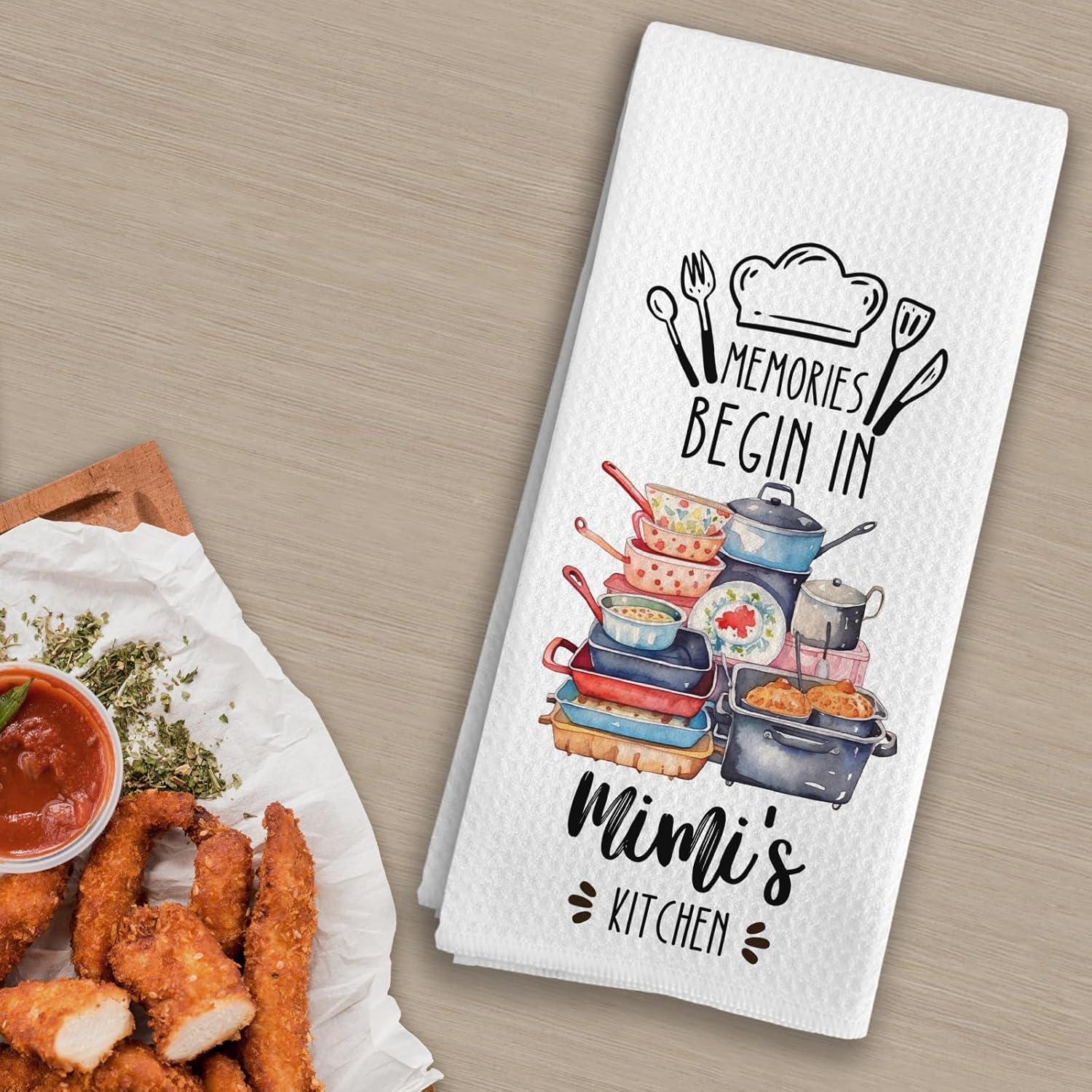 Mimi Gifts Kitchen Towels, Grandma Gifts for Mother's Day Birthday from Grandkids Grandson Granddaughter Dish Tea Towels, Memories Begin in Mimi's Kitchen Decorative Hand Towels, 16X24In - Image 3