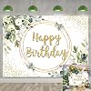Greenery Happy Birthday Backdrop Green and Gold Eucalyptus Green Leaves Photography Backdrop Safari Jungle Girl Women Baby Shower Birthday Party Decor Background 7X5FT210x150cm