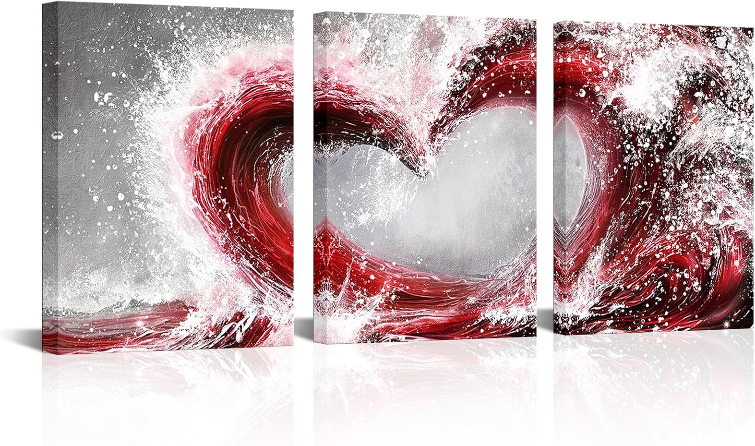 HOMEOART Bedroom Wall Art Ocean Wave Painting Love Sign Wall Decor Framed Artwork Bathroom Bedroom Living Room Decor (Pink)