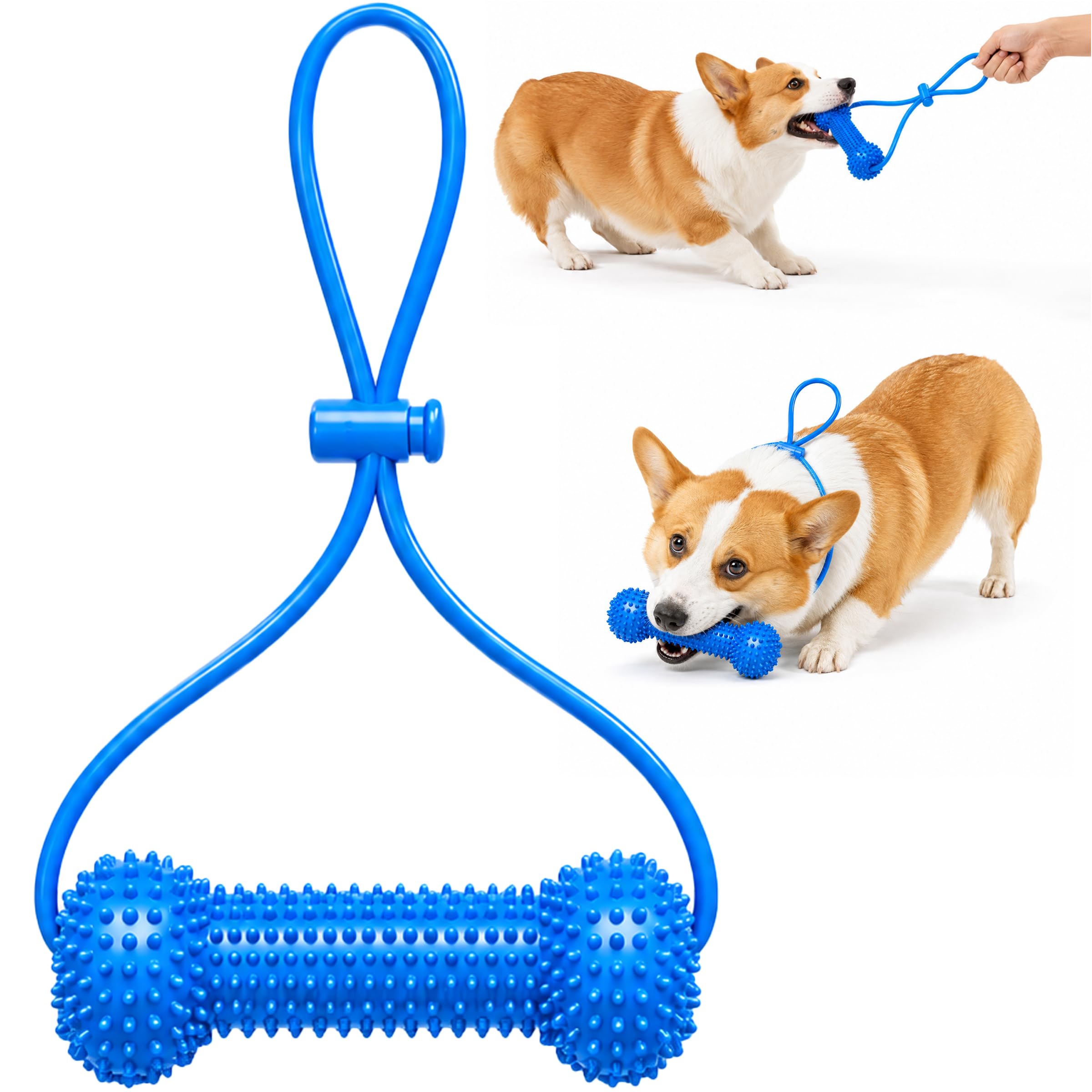 DONGTATA Dog Teeth Cleaning Toy With Adjustable Strap Interactive Chew For Brushing Support Textured Rubber Oral Care Prop For Small Medium Large Dogs