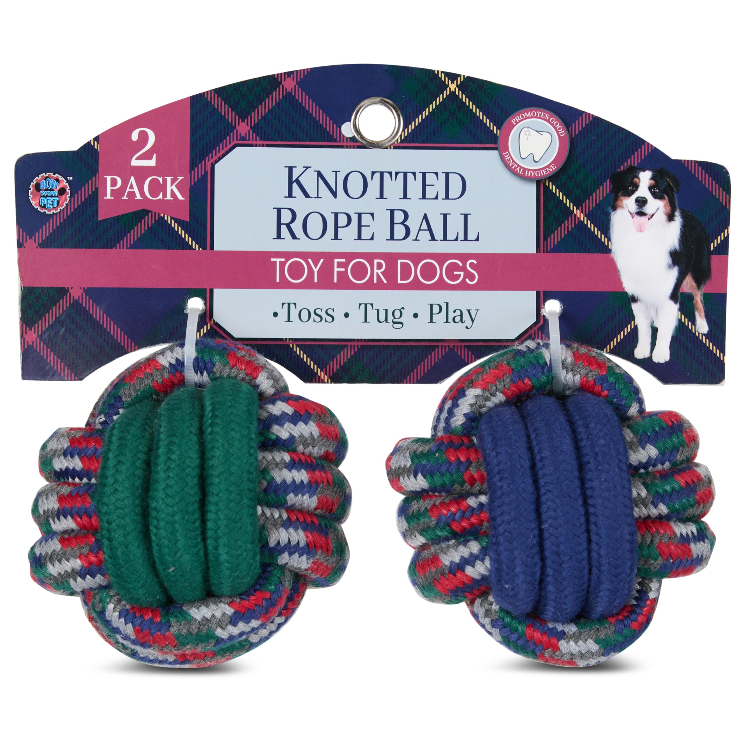 Bow Wow Woven Rope Dog Toys – Durable Chew & Tug Toys for Medium & Large Dogs – Gentle on Teeth – Assorted Shapes & Weaves – Dental Flossing Action – Heavy Duty Interactive Play