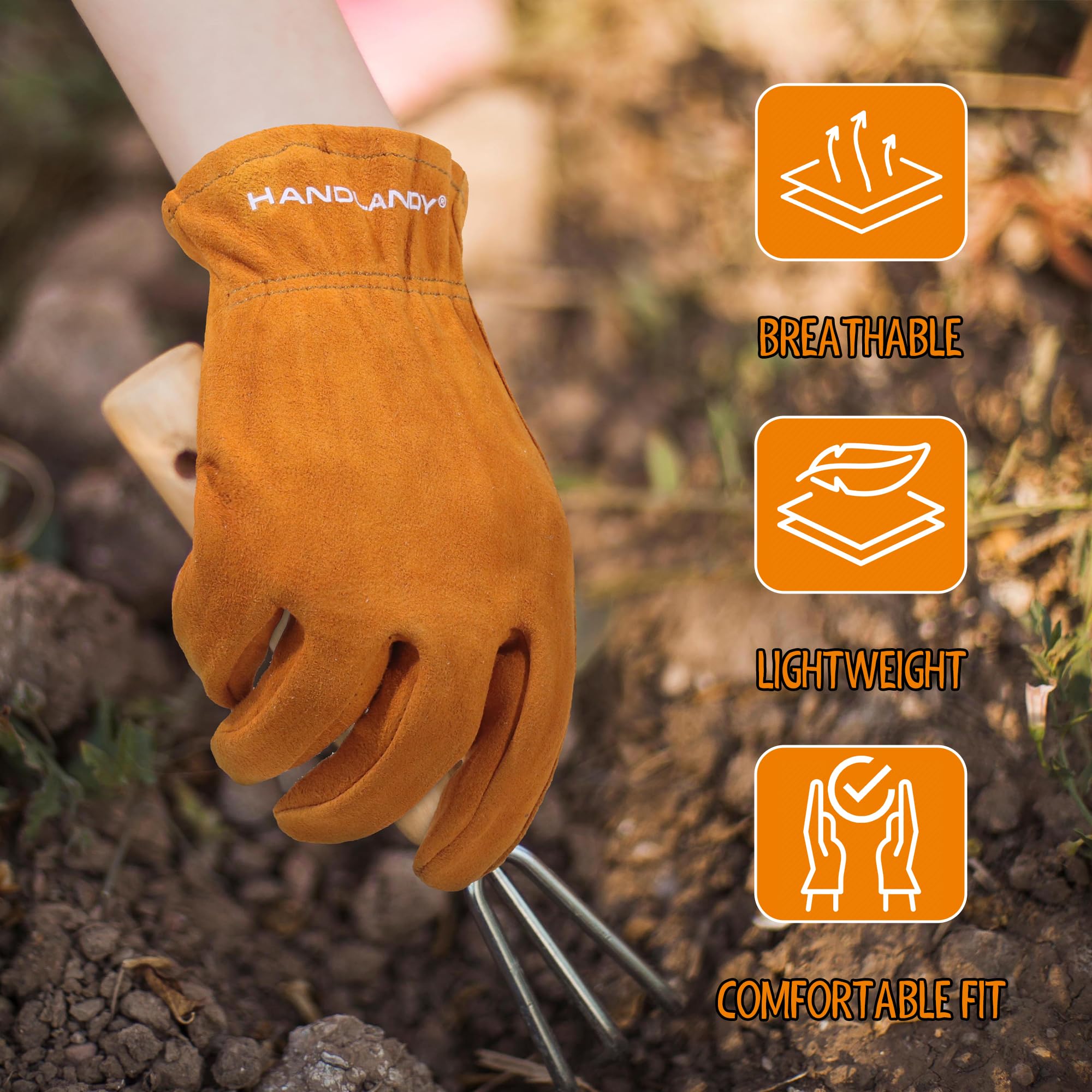 HANDLANDY 2 works Kids Genuine Leather Work Gloves for ages 3-11 - Image 4