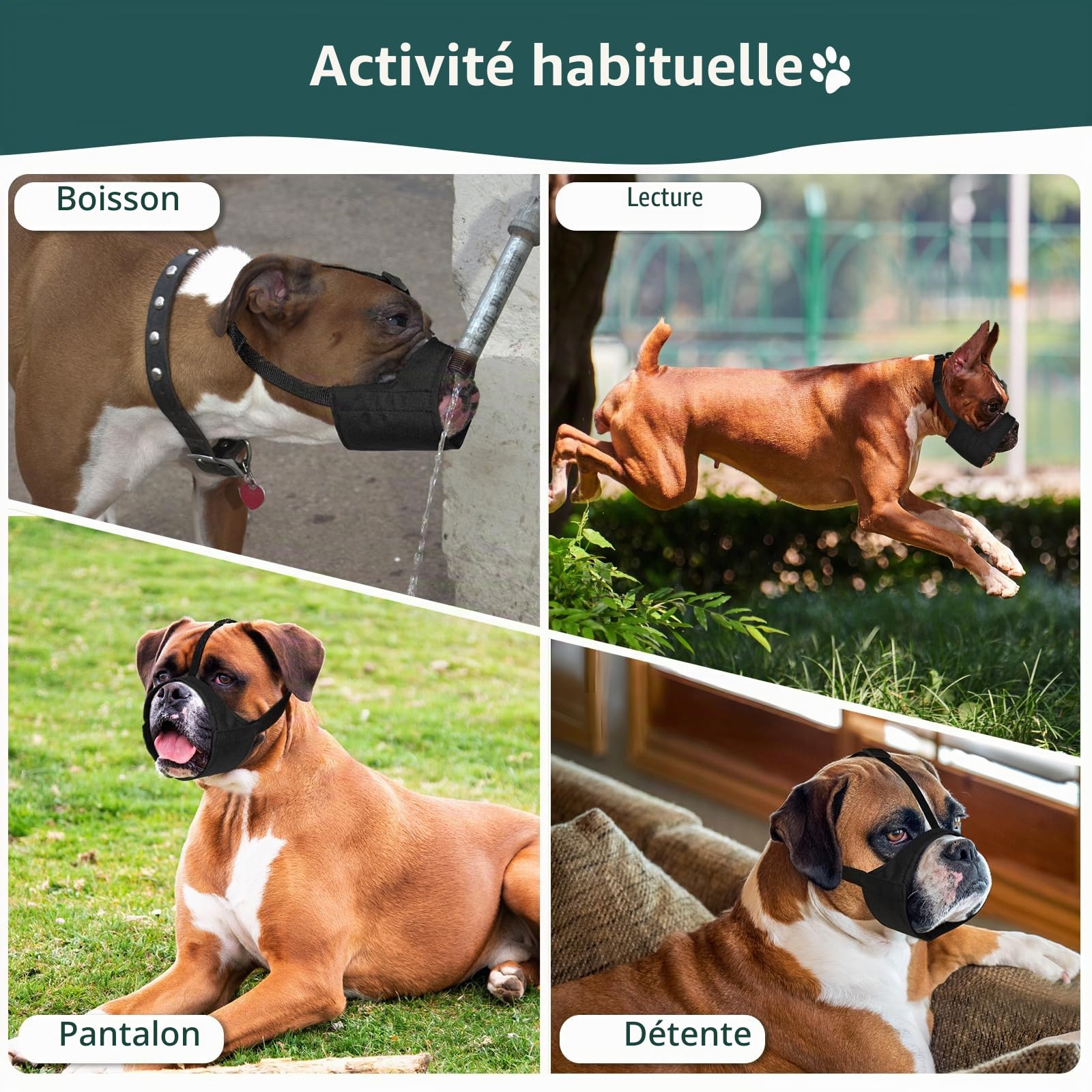 Mayerzon Muselière Souple en Tissu avec Sangle antidérapante, Anti Morsure, Anti Mastication, Laisse Boire l’Animal, pour Chien de Moyenne et Grande Taille, Pitbull, American Bully, Boxer, Rottweiler