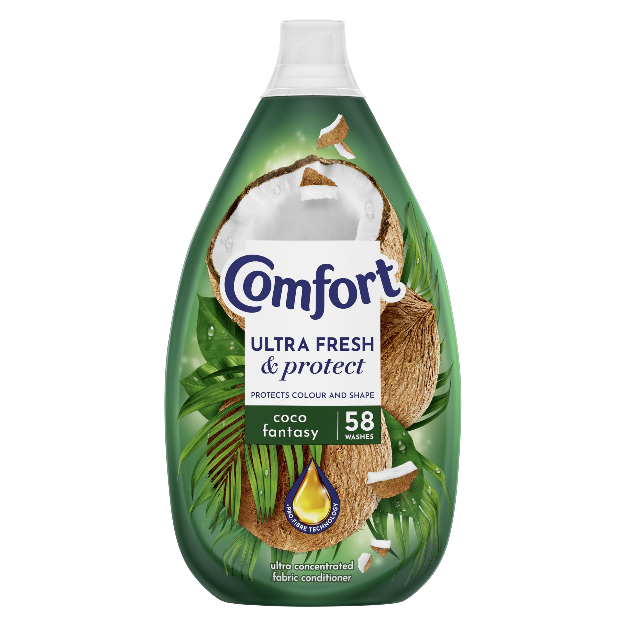 Comfort Ultra Fresh & Protect Coco Fantasy Fabric Conditioner with Pro-Fibre Technology Protects Colour and Shape 58 washes (870 ml)