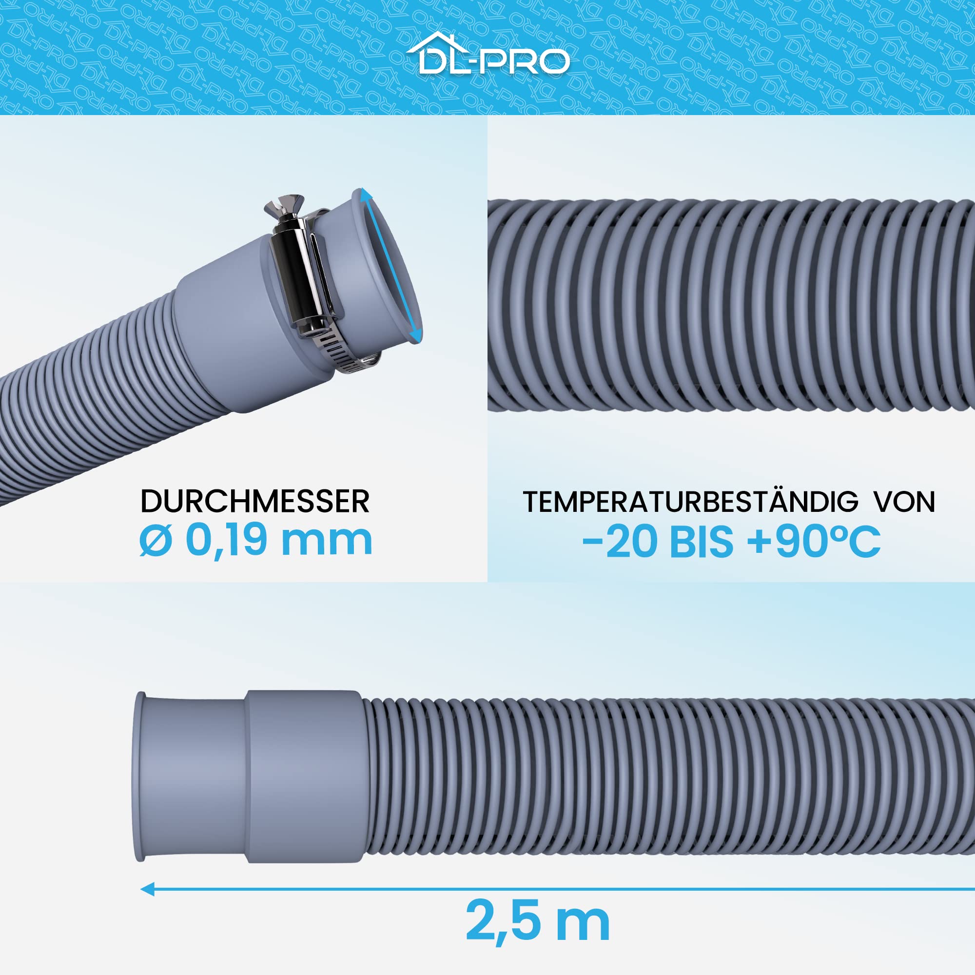 NUOBESTY Waschmaschine Ablaufschlauch Verlängerung - Transparentes PE Rohr 16mm Innendurchmesser