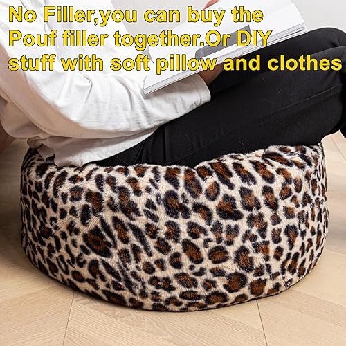 Miniatura 57 de Asuprui Puf otomano sin relleno, reposapiés otomano de 20 x 12 pulgadas, puf redondo para piso, sin relleno, reposapiés con almacenamiento para sala