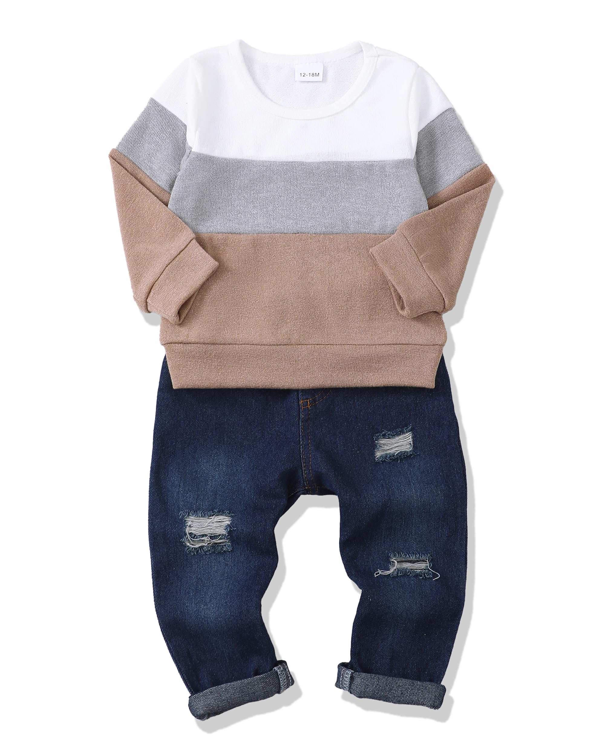 Toddler Baby Boy Clothes Infant Boys Outfits Sweatshirt Pullover Top Denim Pants Clothing Sets