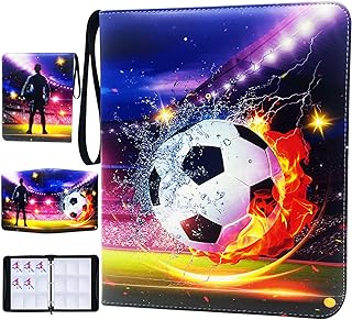 Soccer Card Binder 9 Pocket, Trading Card Binder with Sleeves, Sports Card Binder Collectible Trading Card Albums Fits 900 Cards with 50 Removable Sleeves