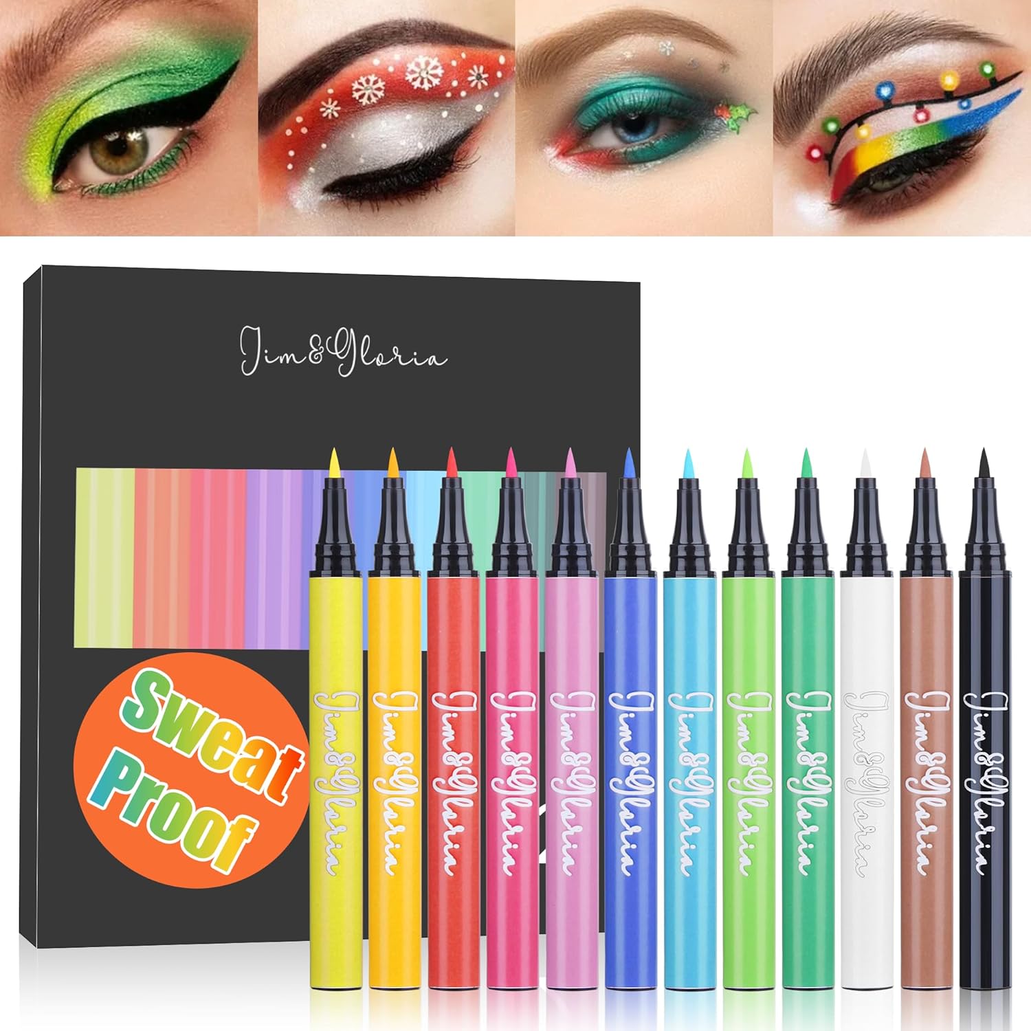 Jim&Gloria 12 Colors Matte Liquid Eyeliner Set High