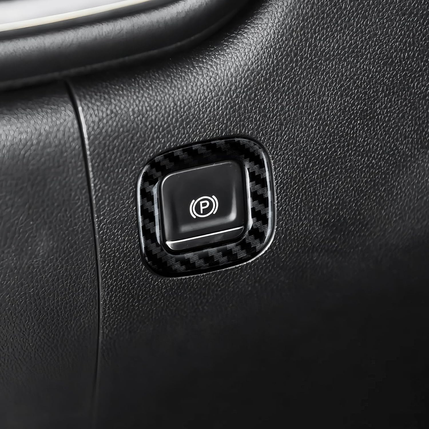 ABS Carbon Fiber Electronic Parking Brake Button Ring Trim for 2019-2025 Chevy Silverado | for 2019-2021 GMC Sierra 1500 2500 3500 HD Decal Accessories
