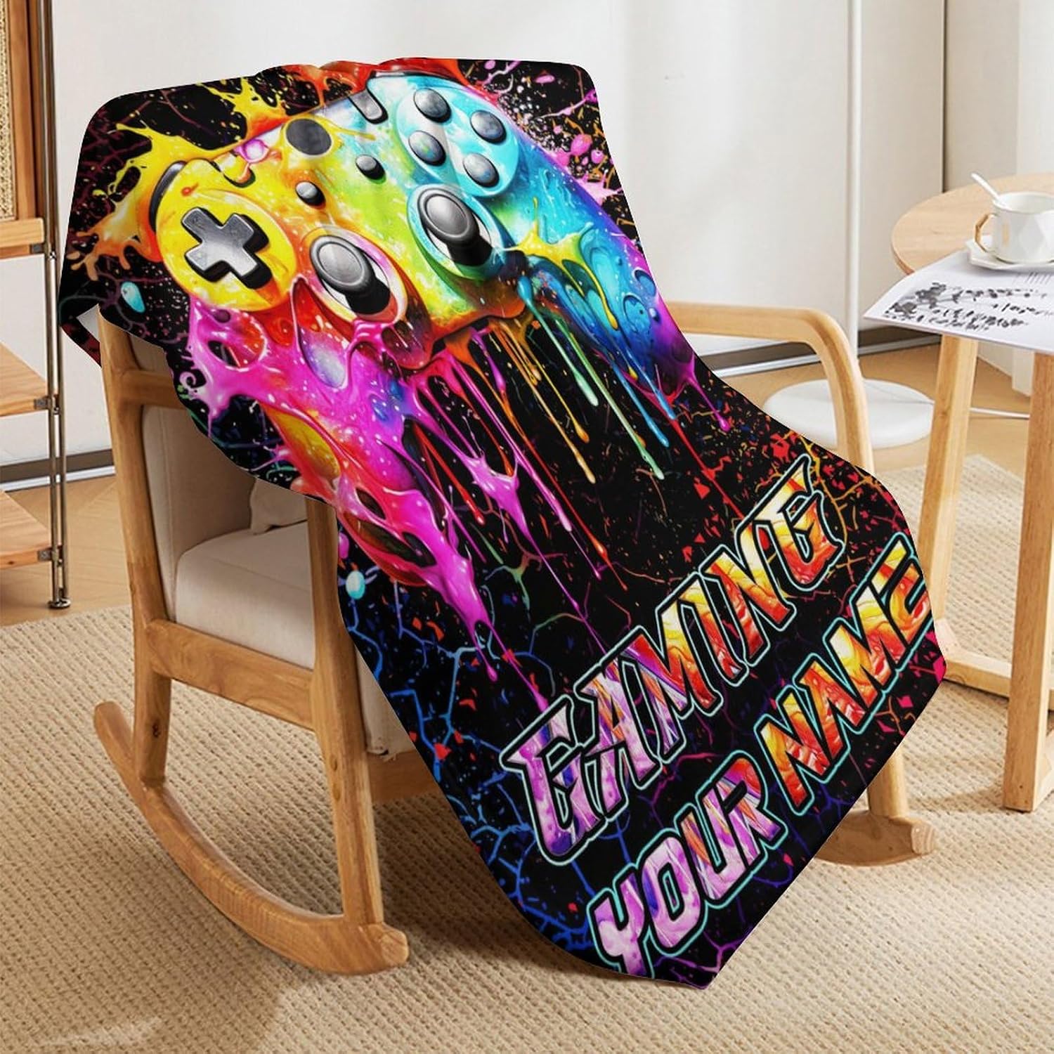 Custom Gaming Blanket - Soft Flannel Blankets for Teens Adults Women Men Gaming Lovers - Warm Gamepad Throw Blankets for All Season Lap, Chair, Sofa - 60"x50"