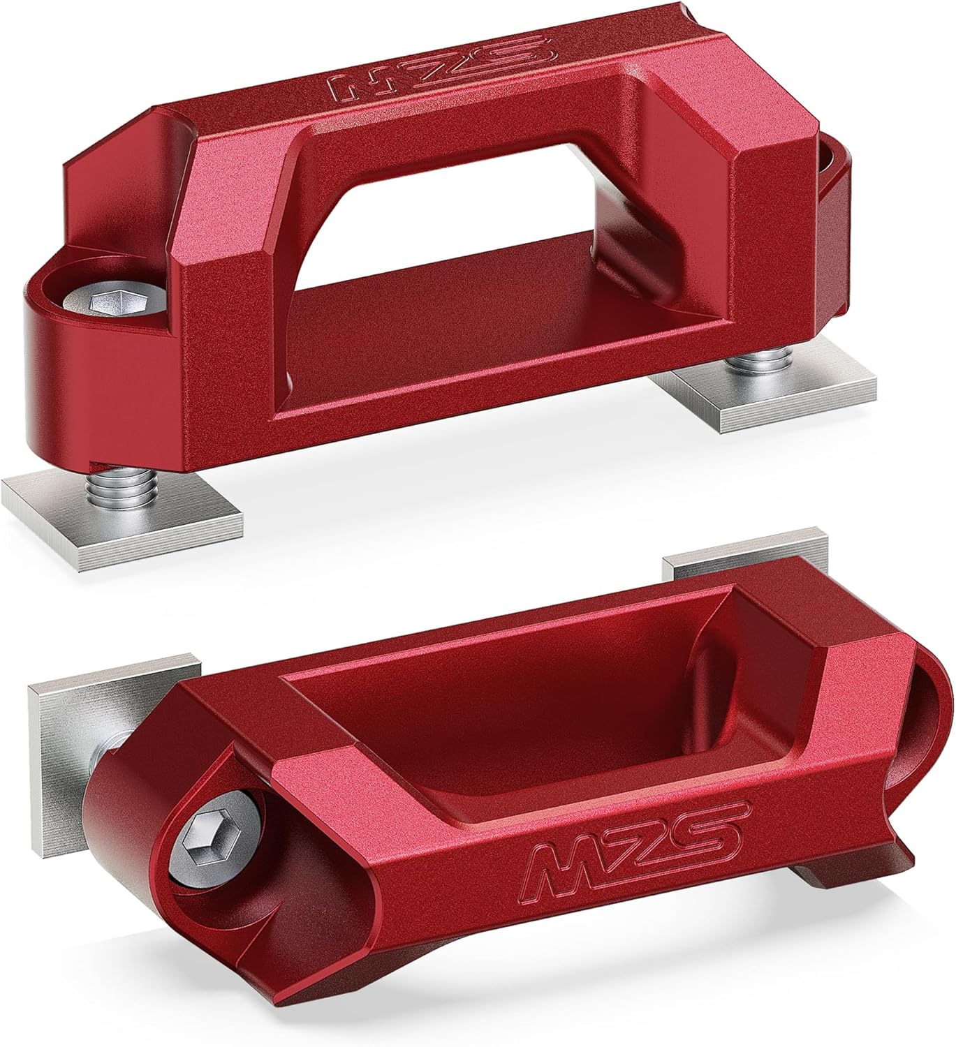 MZS T Track Tie Down Anchors, T-Slot Cleats Fit for Most Crossbar Roof Rack Tonneau Cover, Compatible Pickup Truck RV Kayak Boat Canoe with T/C Channels T-Rail, Red, Pack of 2