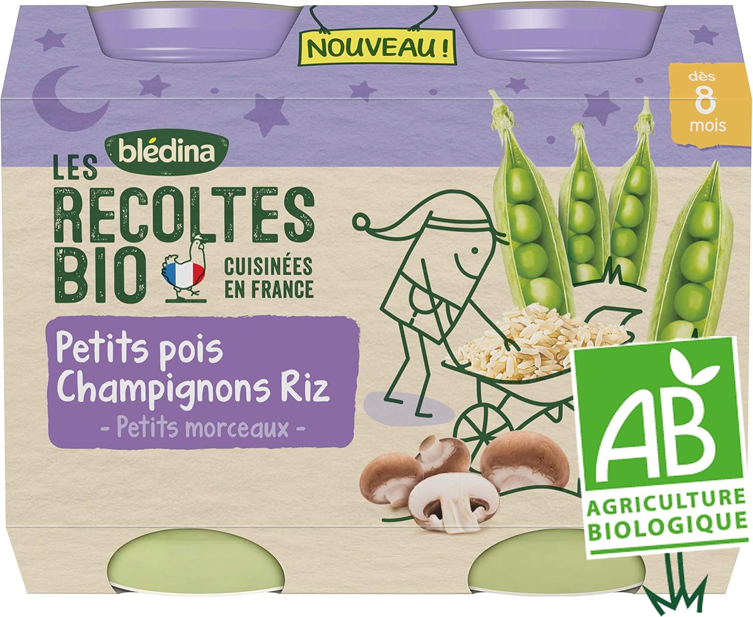 Bledina Les Recoltes Bio Petits Pots Bebe Bio Des 8 Mois Petits Pois Champignons Riz 2x0g Lot De 6 Amazon Fr Epicerie
