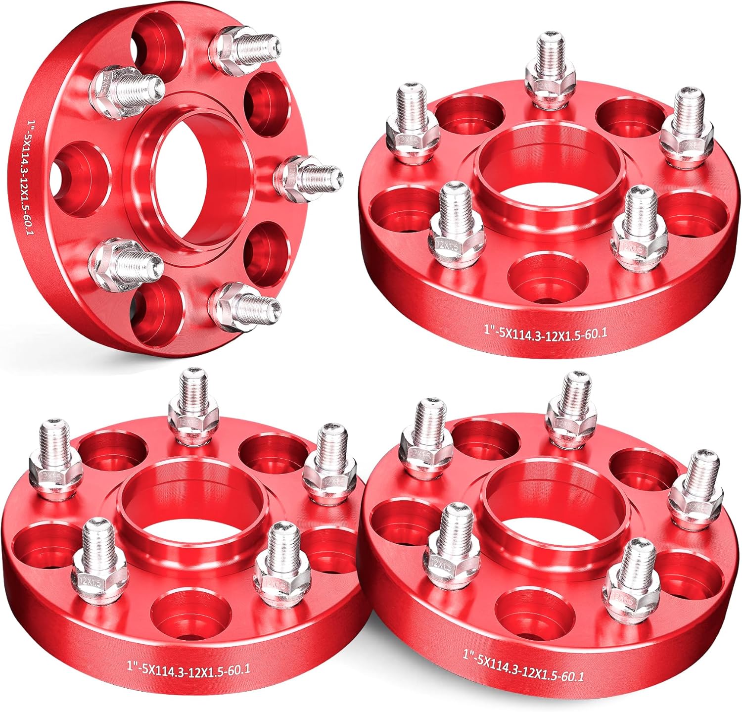 EVIL ENERGY 5x4.5 Wheel Spacers 1 inch Compatible with Lexus ES 1992-2022, Toyota Tacoma 2005-2015, 5x114.3 mm Hubcentric with Lip 5 Lugs 60.1 mm Hub Bore M12x1.5 Studs Black