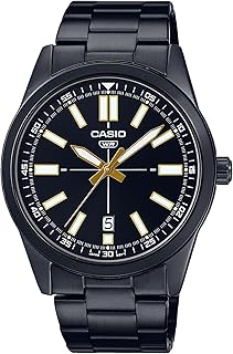 MTP-VD02B-1E Men's Black IP Stainless Steel Black Dial 3-Hand Analog Sporty Watch