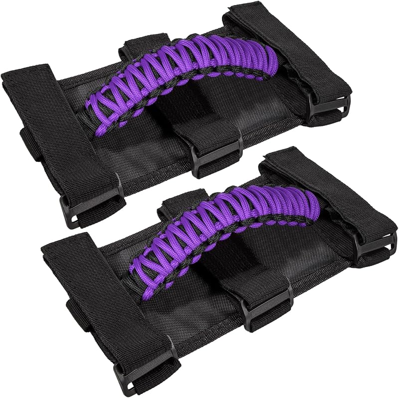 Alça de apoio para roll bar E-cowlboy em paracord 550 roxa para Jeep Wrangler, Gladiator JT, ATV e UTV – 2 unidades