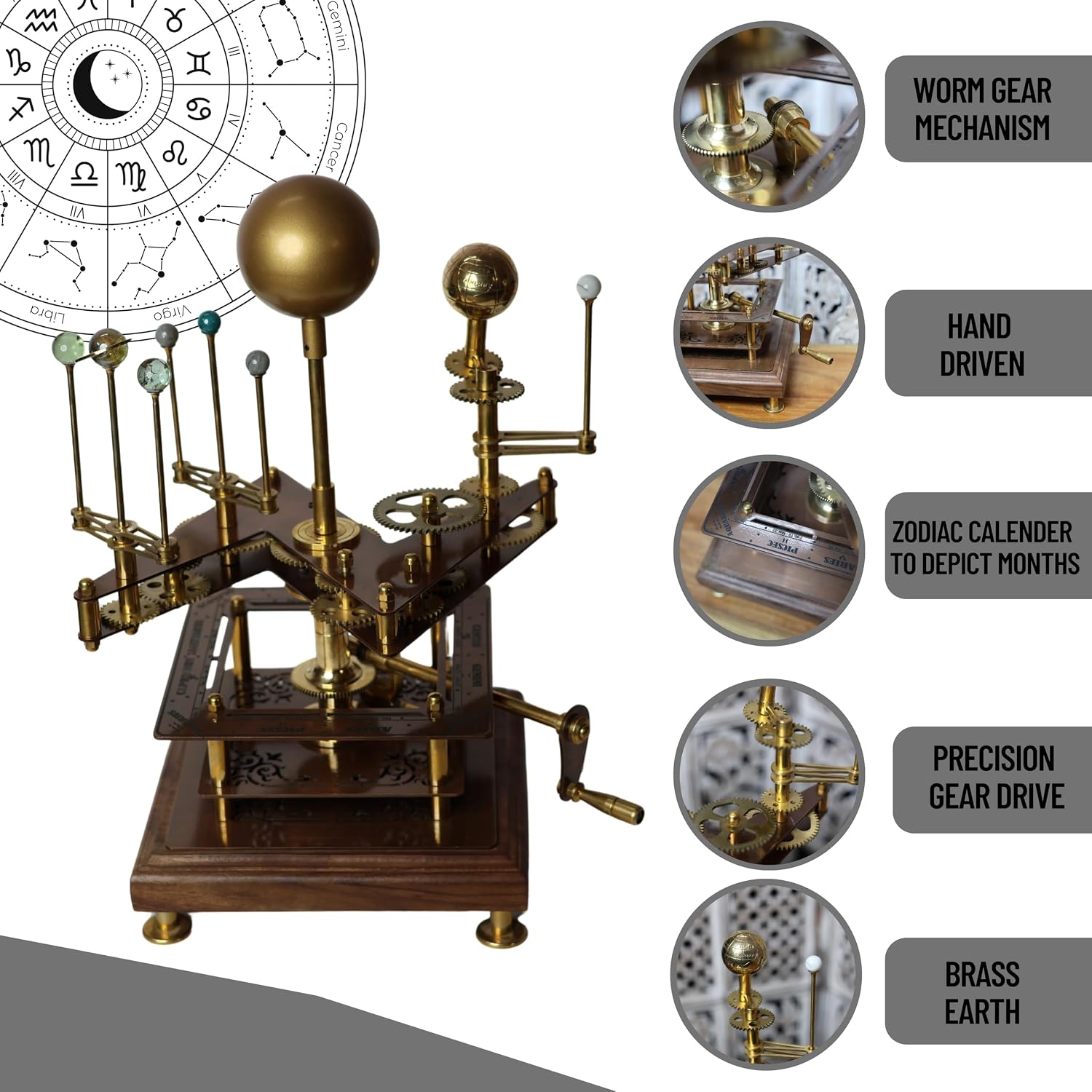 Handcrafted Vintage Orrery – Solar System Model for Home Décor & Perfect Housewarming Gift