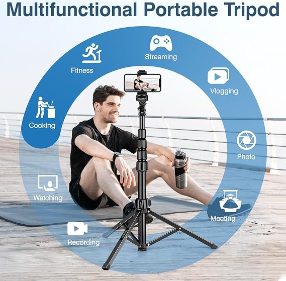 Nineigh 72 Tripod for iPhone, Phone & Camera Travel Tripod Stand with Remote, Compatible with Smartphone/Gopro