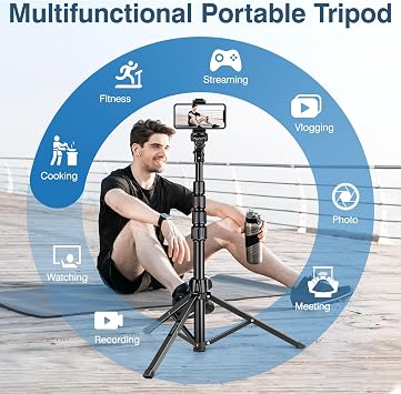 Nineigh 72 Tripod for iPhone, Phone & Camera Travel Tripod Stand with Remote, Compatible with Smartphone/Gopro