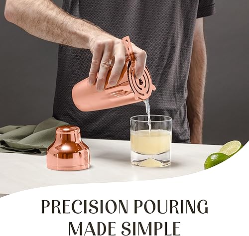 Miniatura 7 de Mixology & Craft Juego de coctelera con soporte de bambú, kit profesional de camarero de 10 piezas, juego completo de barra y kit mezclador de Cobre