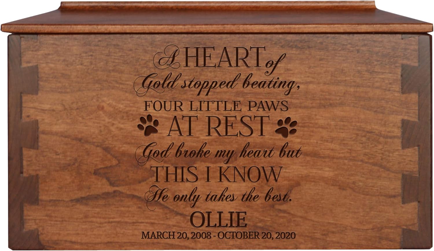 LifeSong Milestones Personalized Dovetail Cherry Wood Pet