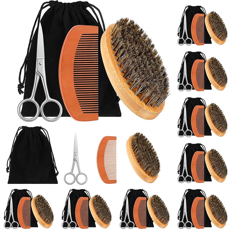 Kit Maitys com escova, pente, tesoura para bigode e sacolas, conjunto com 10