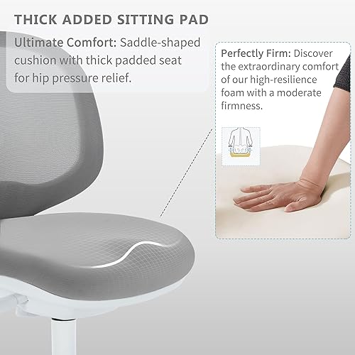 Miniatura 15 de Silla de escritorio para niños, silla de oficina de estudio, diseño ergonómico, altura ajustable y profundidad del asiento (azul cielo con Azul