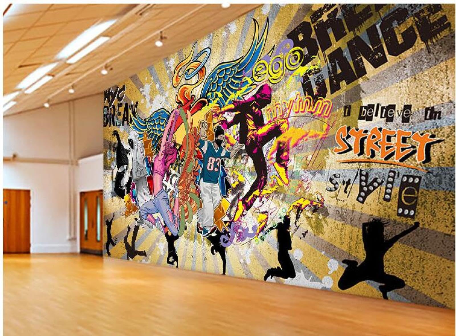 Carta Da Parati A Tema Tendenza Hip-Hop Hip-Hop Con Graffiti Personalizzati Per Musica E Danza, Palestra, Sfondo, Pittura Murale-250Cmx175Cm