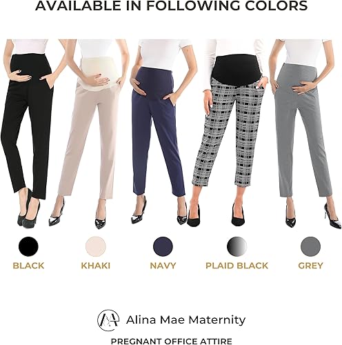 Miniatura 8 de Pantalones de maternidad cómodos elásticos para mujer, pantalones capri casuales de embarazo para el trabajo