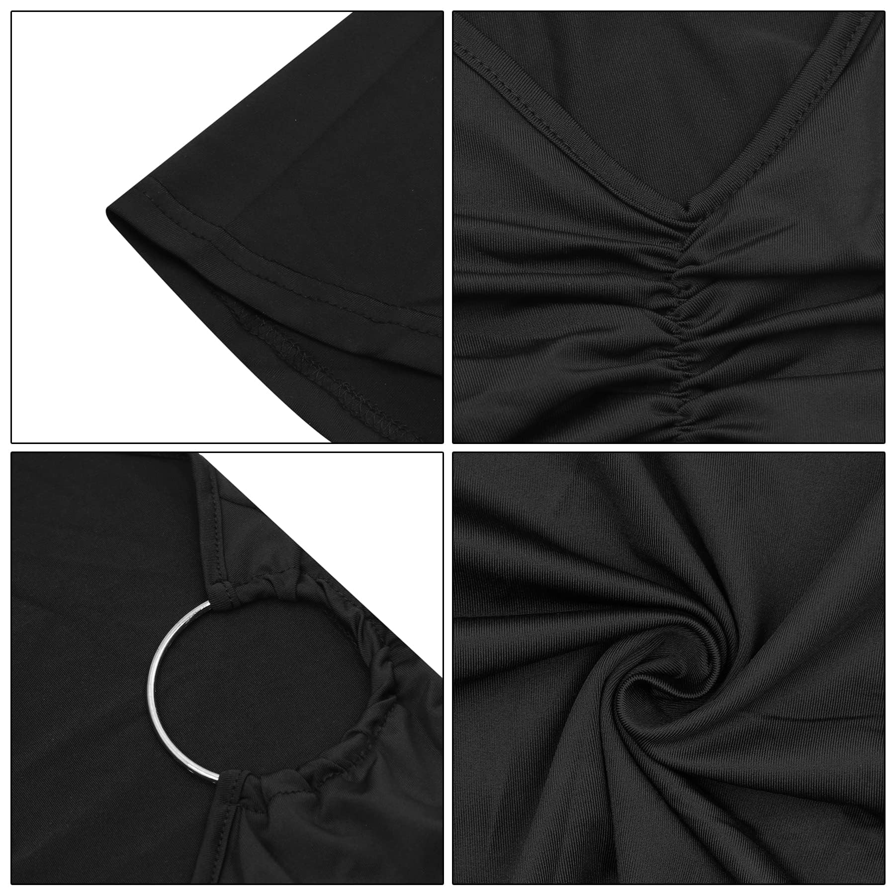 Damen-Maxikleid, einseitige Schulterpartie, rückenfrei, elegant, gerafft, mit O-Ring, ärmellos, Abendkleid, langes Cocktailkleid