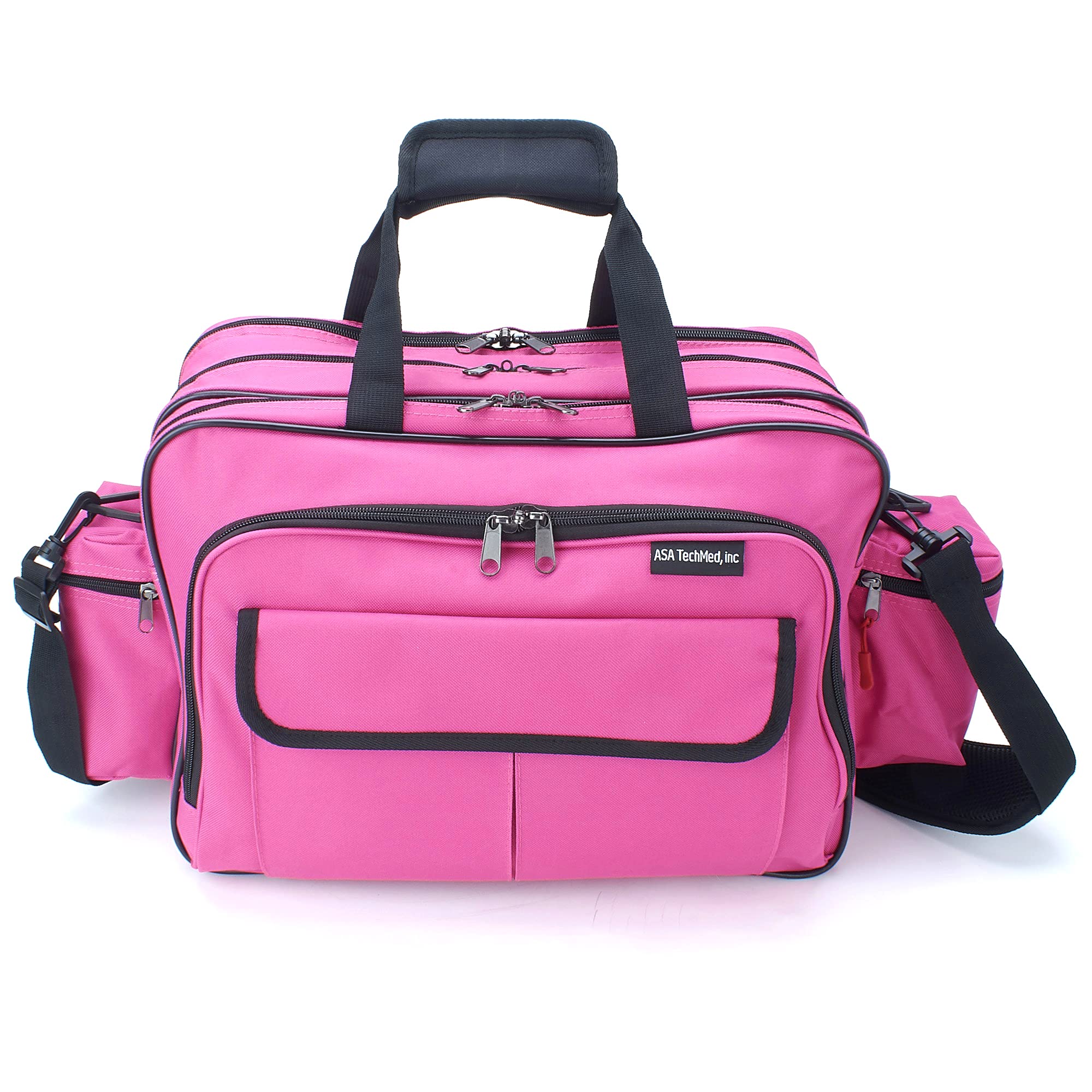 ASA TECHMED Bolsa de lactancia con compartimentos, bolsa de hombro duradera para equipos médicos, enfermeras, médicos, EMT, múltiples bolsillos, nailon reforzado, correas ajustables (rosa)