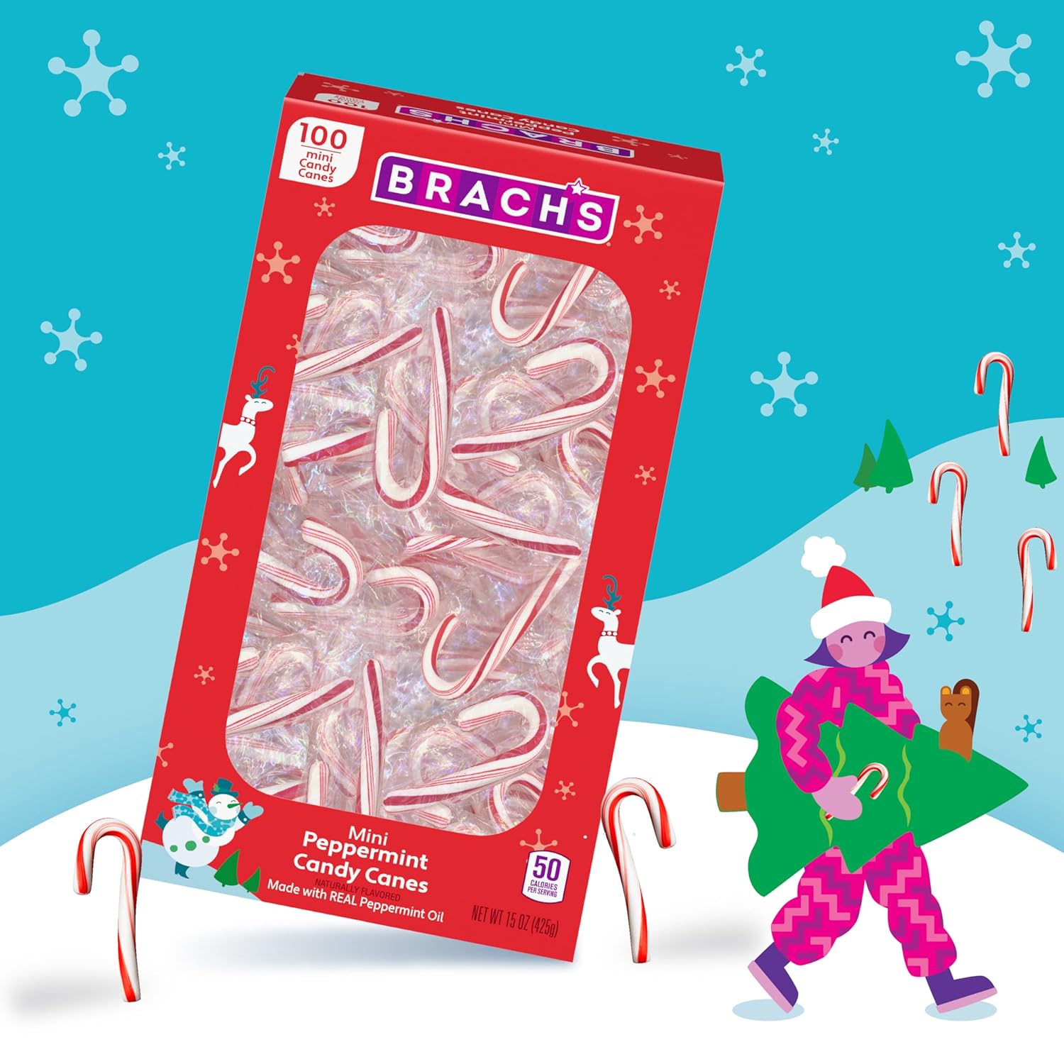 Brach's Mini Candy Canes, 100 ct Carton (Pack of 3)