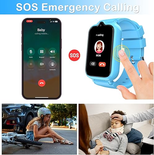 Miniatura 4 de 4G - Reloj de teléfono celular para niños con rastreador GPS y videollamadas, reloj inteligente para niños de 5 a 12 años, llamada SOS con cámara de